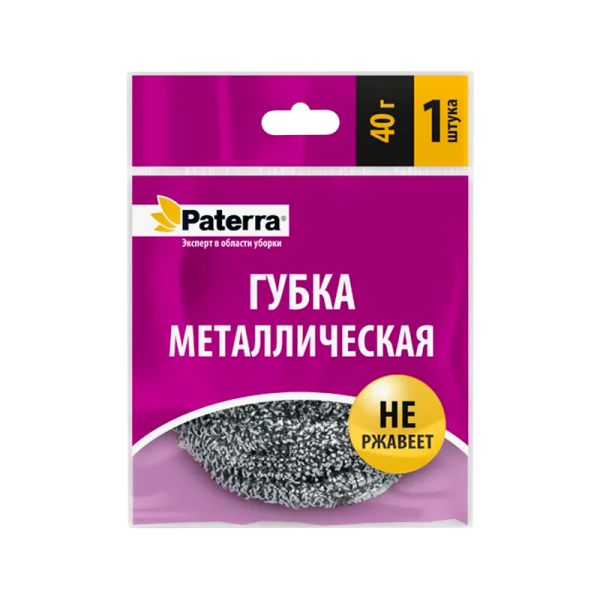 Губка из нержавеющей стали PATERRA СПИРАЛЬ 40 г (1/100)