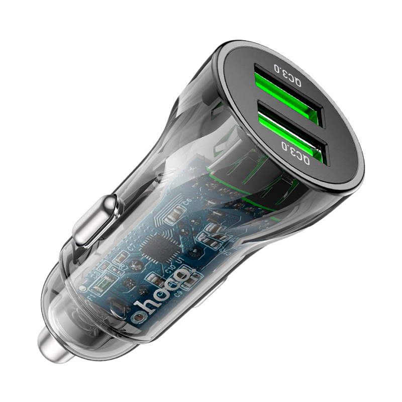 Автомобильное З/У HOCO Z47 2USB 3.0A 20W QC3.0 с кабелем microUSB черный (1/13/130)