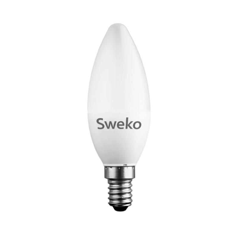 Лампа светодиодная Sweko C35 E14 5W 3000К 230V свеча (1/5/100)