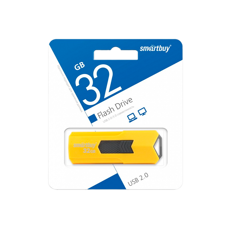 Флеш-накопитель Smartbuy Stream 32GB USB2.0 пластик желтый