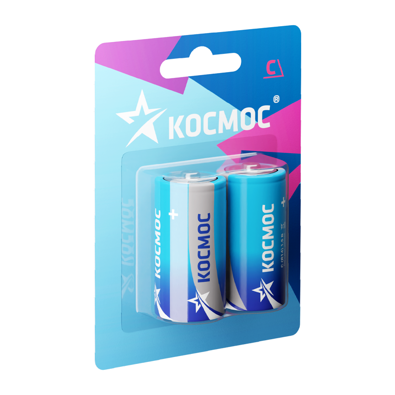 *Батарейка Космос R14 C BL2 Zinc Carbon 1.5V (2/24/192) 