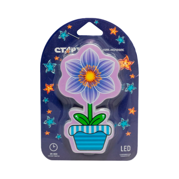Ночник Старт "Цветок" NL 3LED 0.5W 220V синий