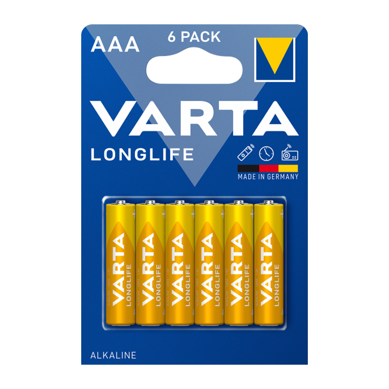 Батарейка Varta LONGLIFE LR03 AAA BL6 Alkaline 1.5V (4103) (6/60/300)