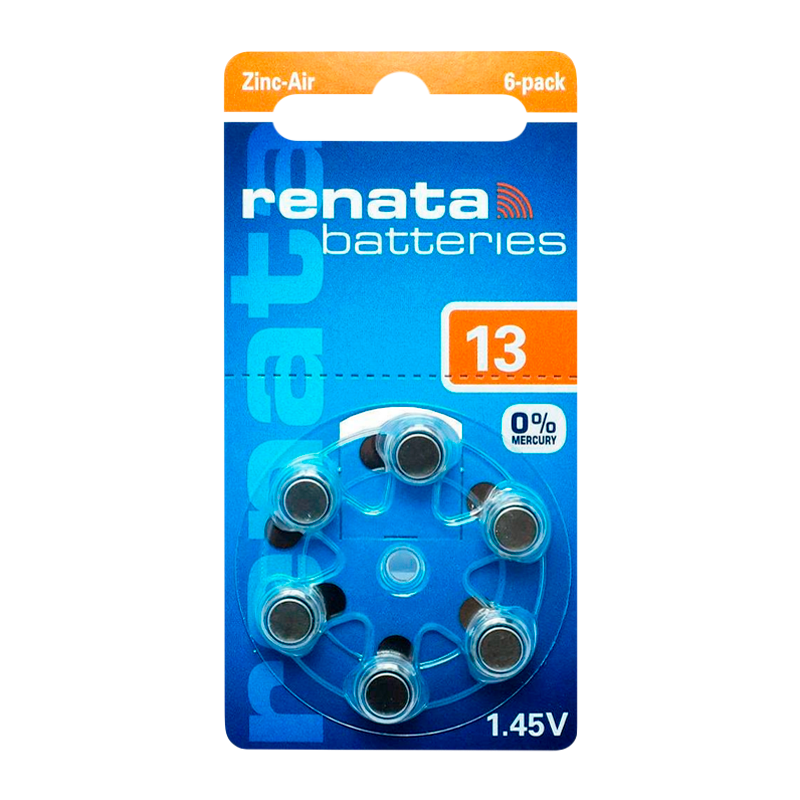 Батарейка Renata ZA13 BL6 Zinc Air 1.45V (6/60/300/3000)