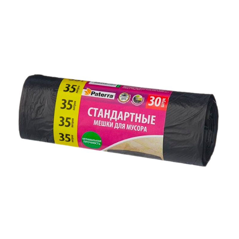 Мешки для мусора 35 л, PATERRA, 8 мкм, 30 шт. в рулоне (1/40)