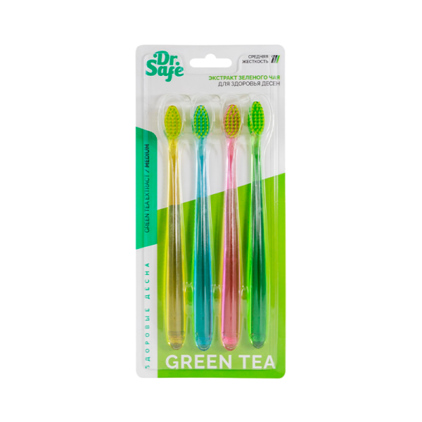 DR.SAFE Зубная щетка РЕТ-РBT Green Tee (4 шт/упак) Цена за шт – (4/96)