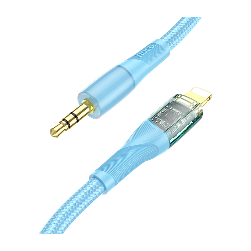 Кабель AUX HOCO UPA25 Jack 3.5mm (m)-Lightning (m) 1.0м нейлон синий (1/31/310)