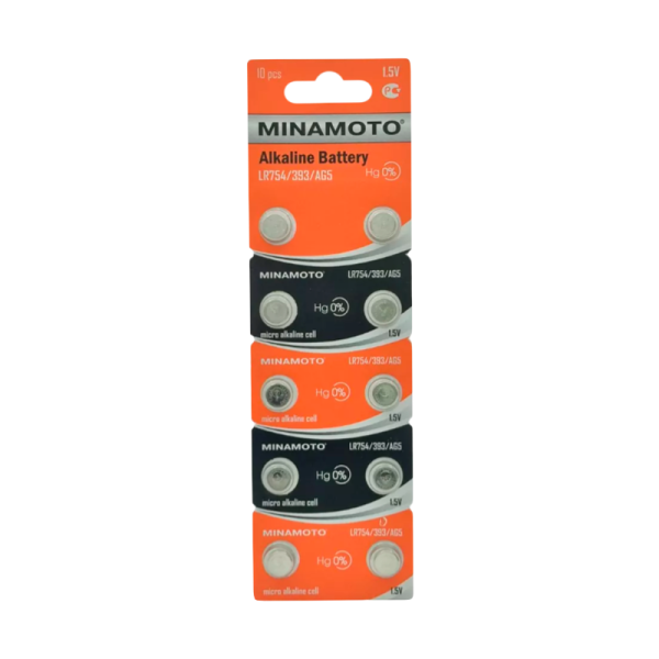 Батарейка Minamoto G5/LR754/LR48/393A/193 BL10 Alkaline 1.5V (10/200/10000)