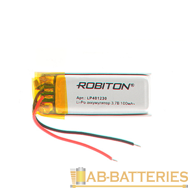Аккумулятор ROBITON LP401230 3.7В 100мАч PK1 (1/10/250)