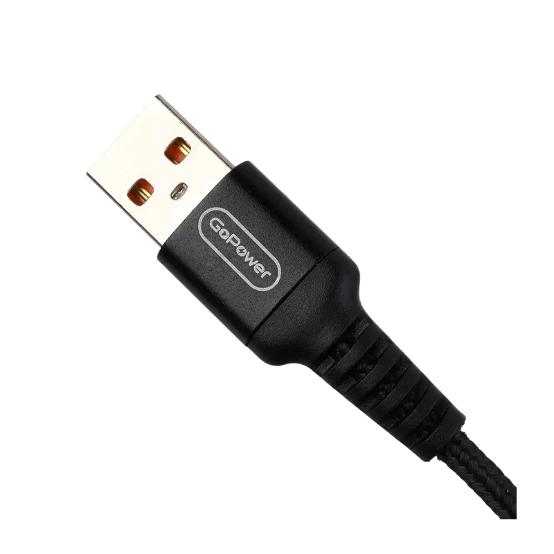 *Кабель GoPower GP02M USB (m)-microUSB (m) 1.0м 2.4A нейлон черный (1/200/800) 