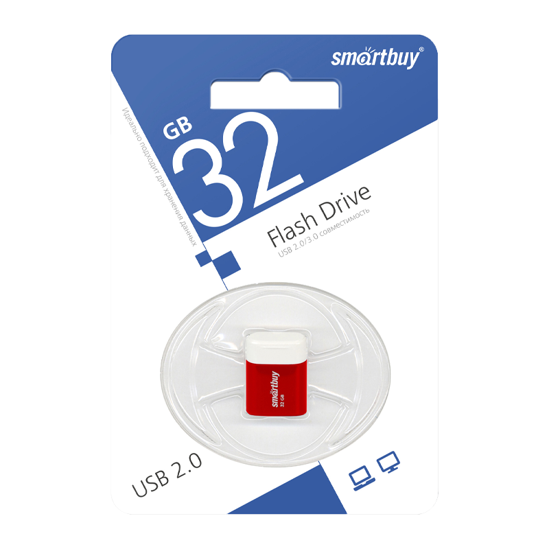 Флеш-накопитель Smartbuy Lara 32GB USB2.0 пластик красный