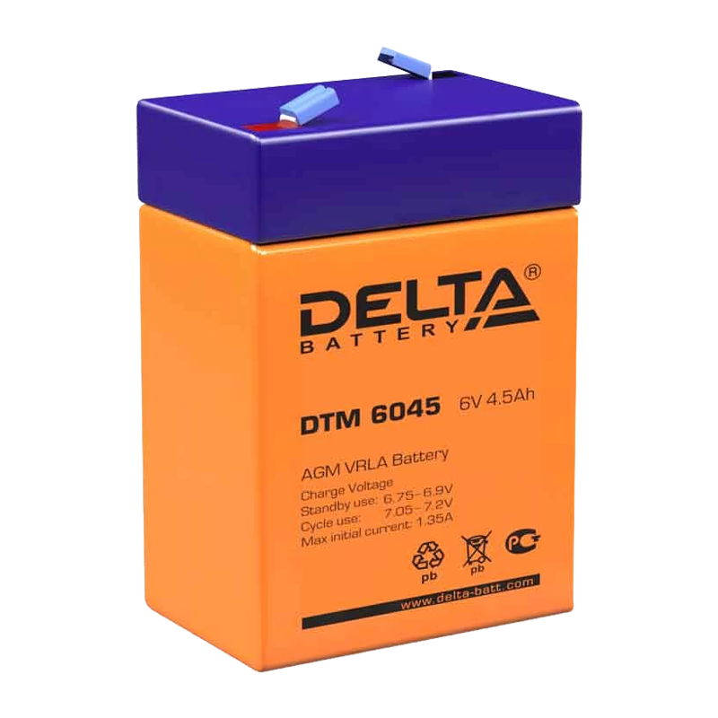 Аккумулятор свинцово-кислотный Delta DTM 6045 6V 4.5Ah (1/20)