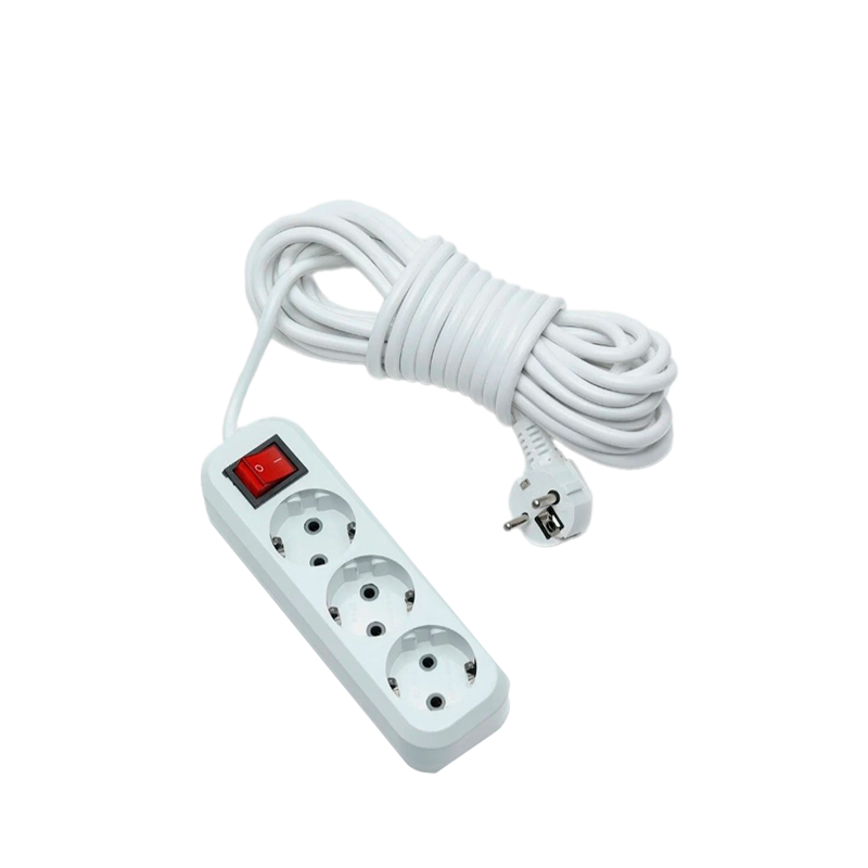 Удлинитель MRM-Power M-313 3р.С/З 10A 3.0м с выкл. белый (1/60)
