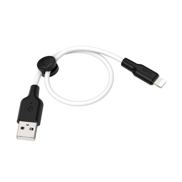 Кабель HOCO X21 Plus USB (m)-Lightning (m) 0.25м 2.4A силикон черный белый (1/30/300)