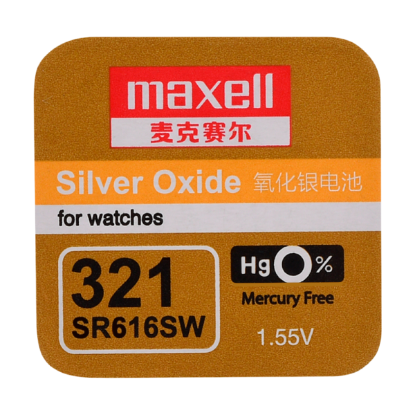 Батарейка Maxell 321 (SR616SW) BL1 Silver Oxide 1.55V 0%Hg (1/10/100)