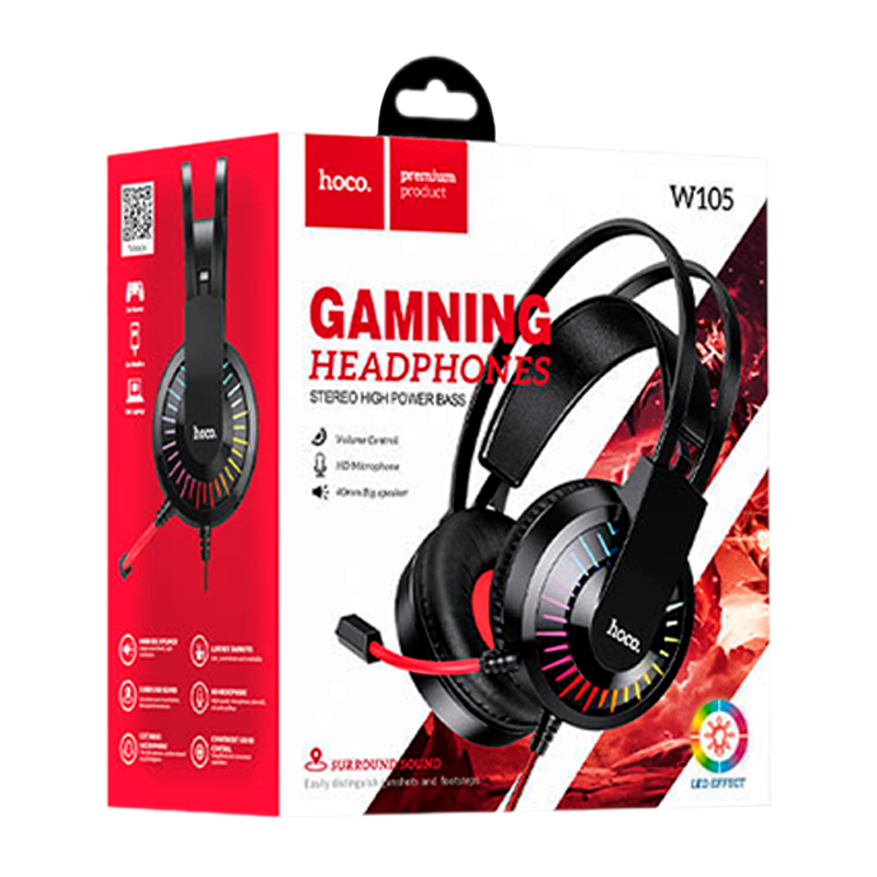 Наушники полноразмерные HOCO W105 с микр. игровые красный (1/30)