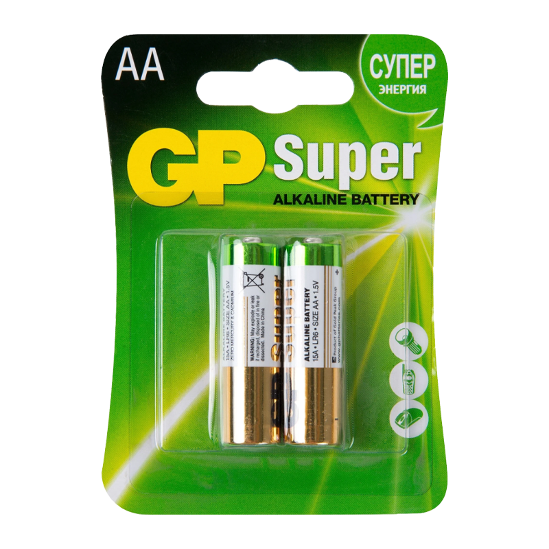 Батарейка GP Super LR6 AA BL2 Alkaline 1.5V (2/20/160) R