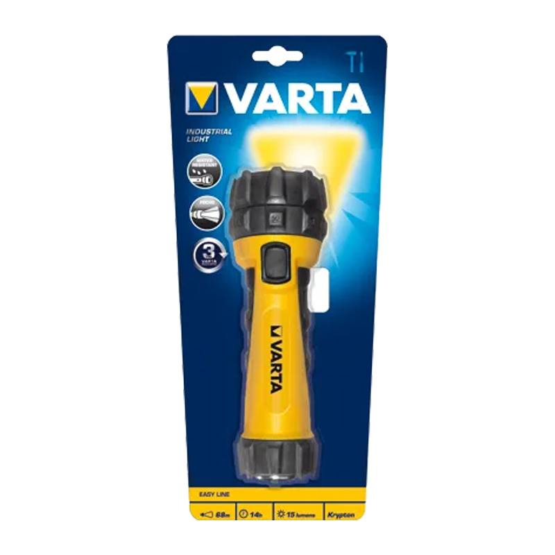 Фонарь туристический Varta Industrial Light 2D 0.5W 1LED от батареек IPX4 черный
