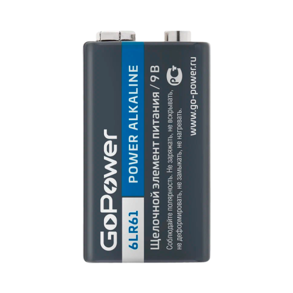 Батарейка GoPower Крона 6LR61 BL1 Alkaline 9V (1/10/240)