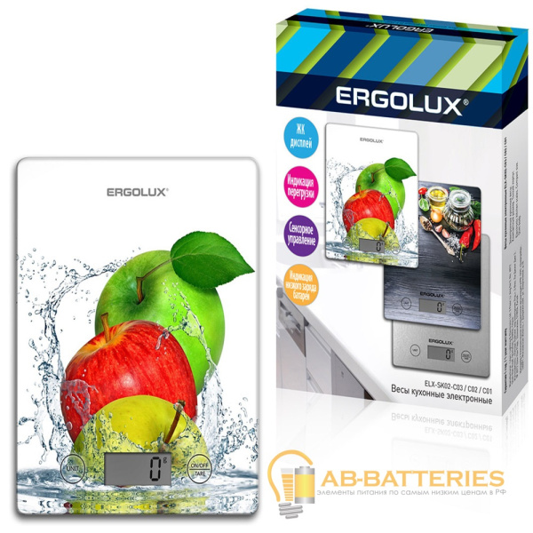 Весы кухонные Ergolux ELX-SK02-С01 электронные 5кг ассорти (1/20)