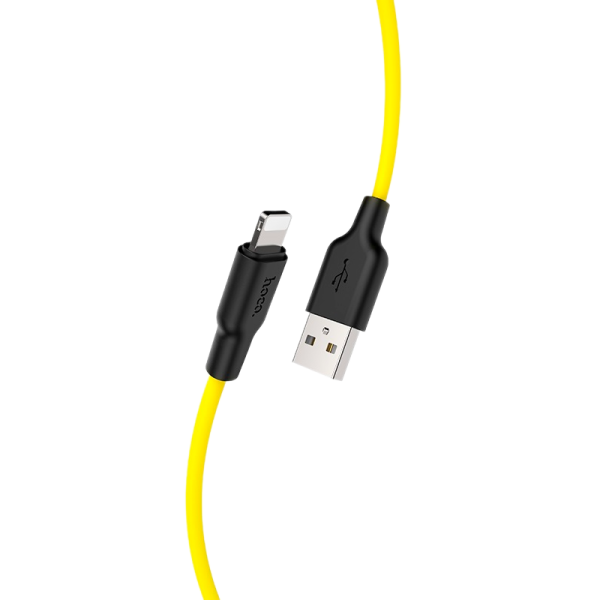 Кабель HOCO X21 Plus USB (m)-Lightning (m) 1.0м 2.4A силикон черный желтый (1/28/168)