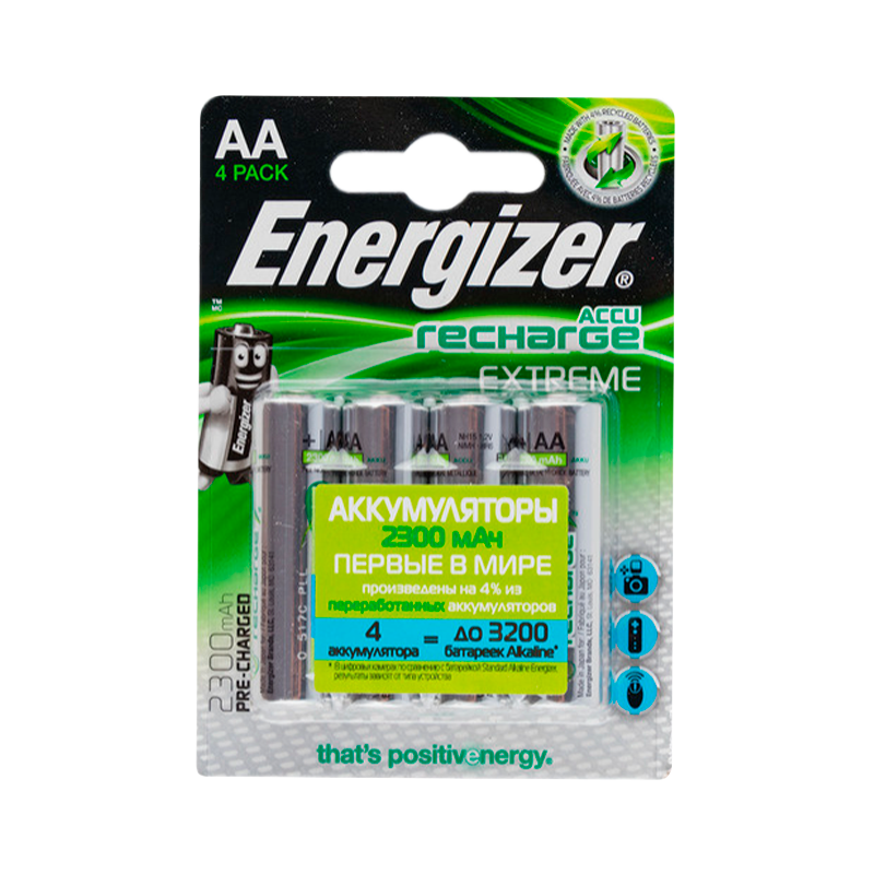 Аккумулятор предзаряженный RTU Energizer HR6 AA BL4 NI-MH 2300mAh