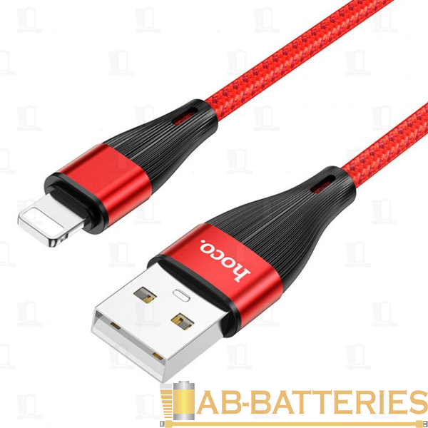 Кабель HOCO X57 USB (m)-Lightning (m) 1.0м 2.4A нейлон красный (1/33/330)