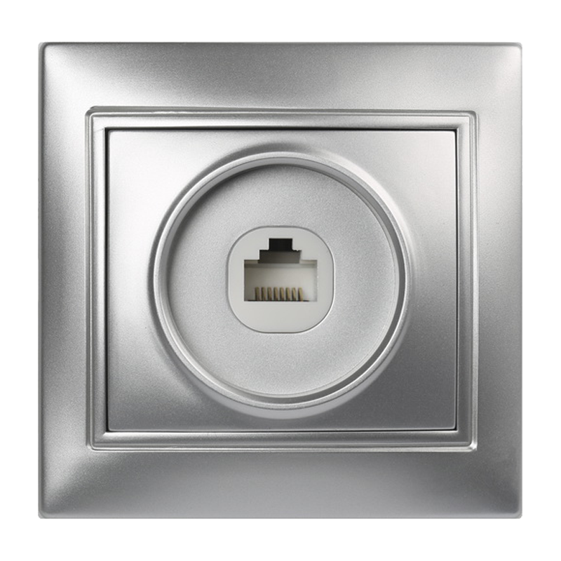 Розетка Smartbuy компьютерная RJ-45 1-местная серебро "Венера"