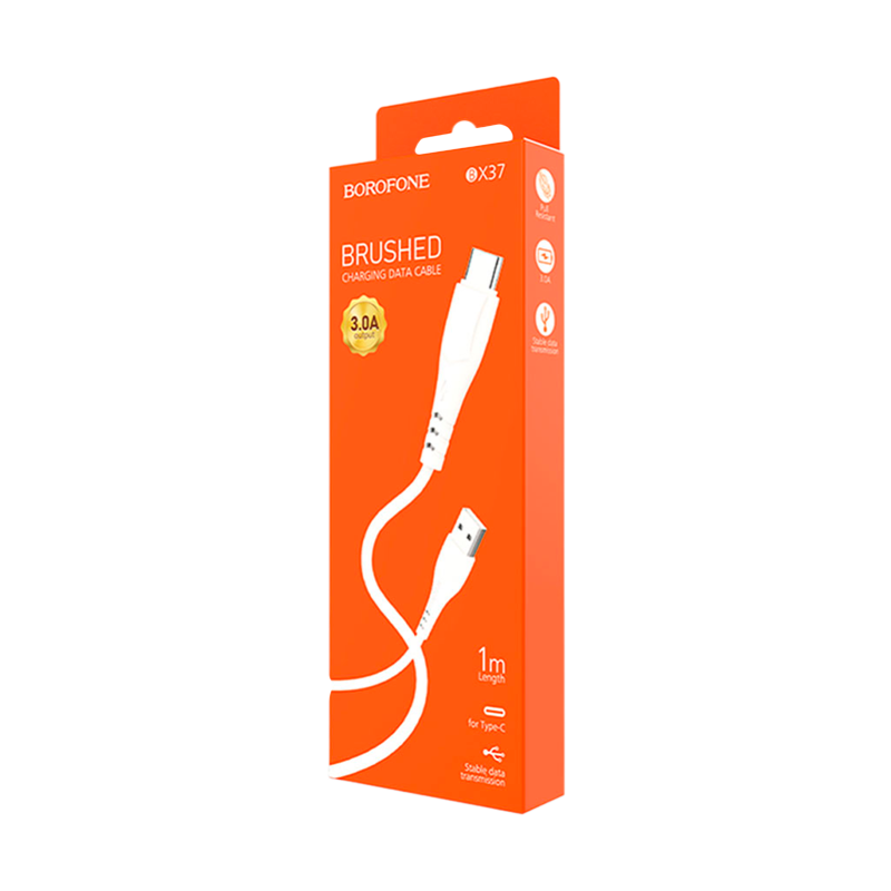 Кабель Borofone BX37 USB (m)-Type-C (m) 1.0м 3.0A ПВХ белый (1/360)