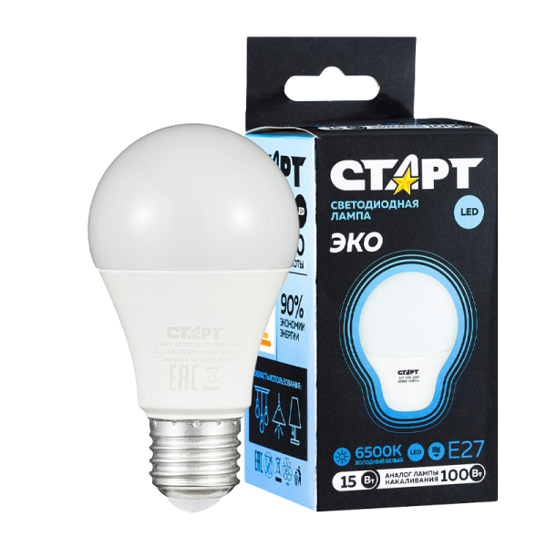 Лампа светодиодная Старт GLS E27 15W 6500К 220V груша Black матовая (1/10/100)