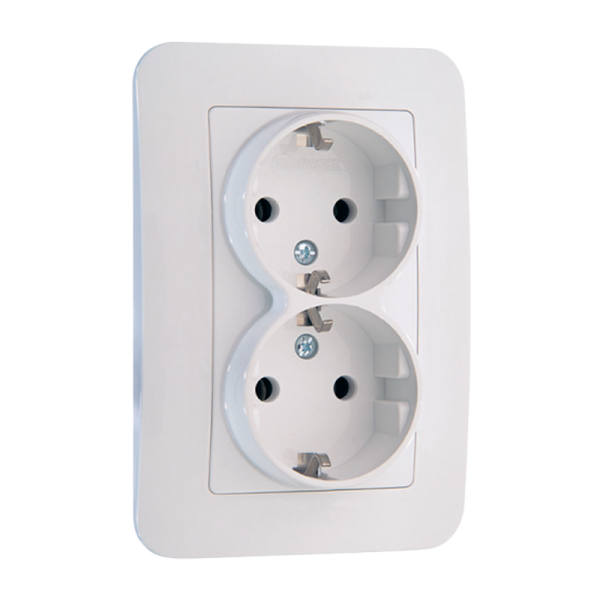 Розетка Makel Lillium Natural 2гн. 16A С/З белый 55082 (1/12)