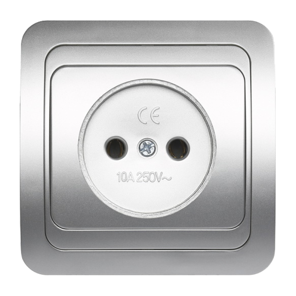 Розетка Smartbuy 1-местная без заземления 10А серебро "Марс"