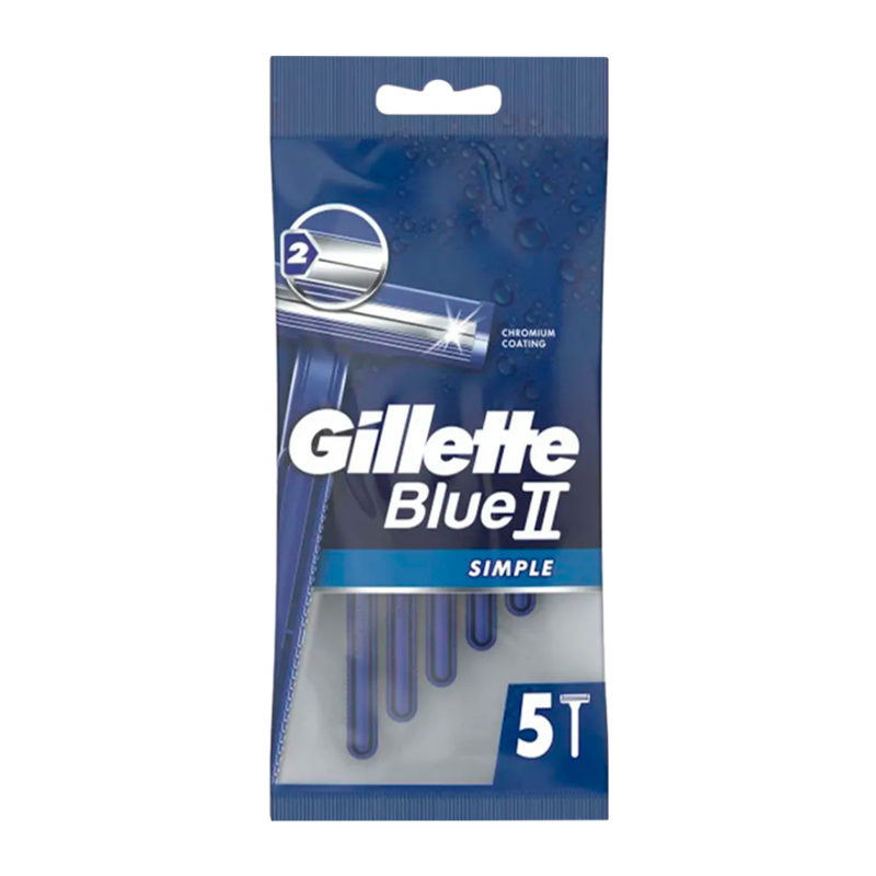 Бритва Gillette Blue II SIMPLE 2 лезвия пластиковая ручка 5шт. (1/24)