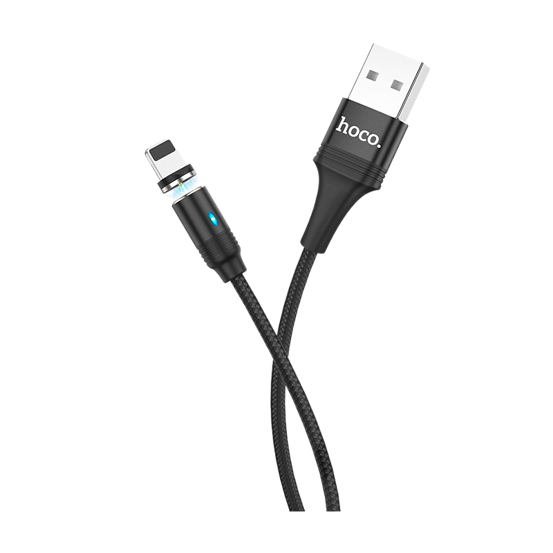 Кабель HOCO U76 USB (m)-Lightning (m) 1.2м 2.4A нейлон магнит черный (1/22/220)