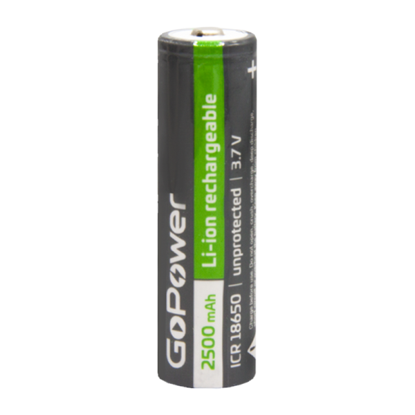Аккумулятор Li-ion GoPower ICR18650 BL1 3.7V 2500mAh без защиты выс.конт. (1/6/120)