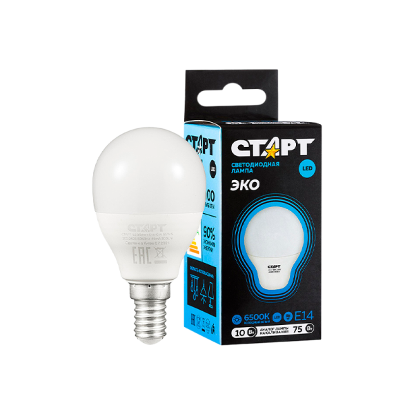 Лампа светодиодная Старт Sphere E14 10W 6500К 220V шар Black матовая (1/10/100)