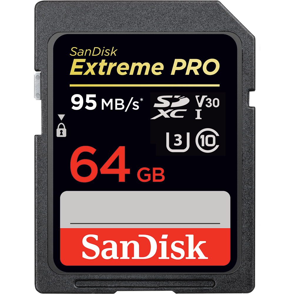 Карта памяти SD SanDisk Extreme Pro 64GB Class10 UHS-I (U3) 95 МБ/сек V30