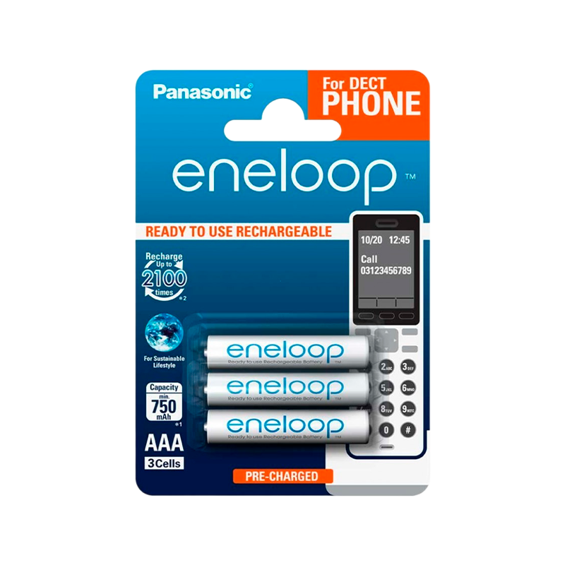 Аккумулятор предзаряженный RTU Panasonic HR03 AAA BL3 NI-MH eneloop DECT 750mAh (3/30)