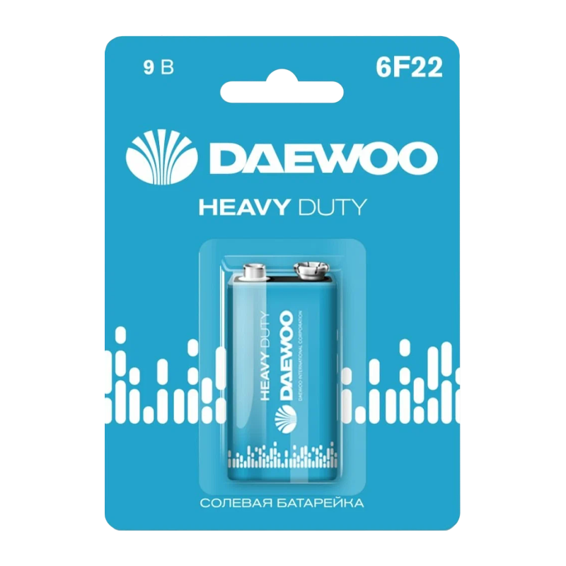 Батарейка Daewoo Крона 6F22 BL1 Heavy Duty 9V (1/12/144)