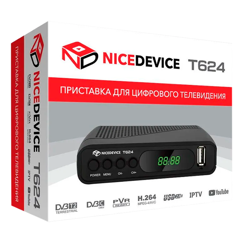 Приставка для цифрового ТВ Selenga T624 Nice Device DVB-T/T2/C черный