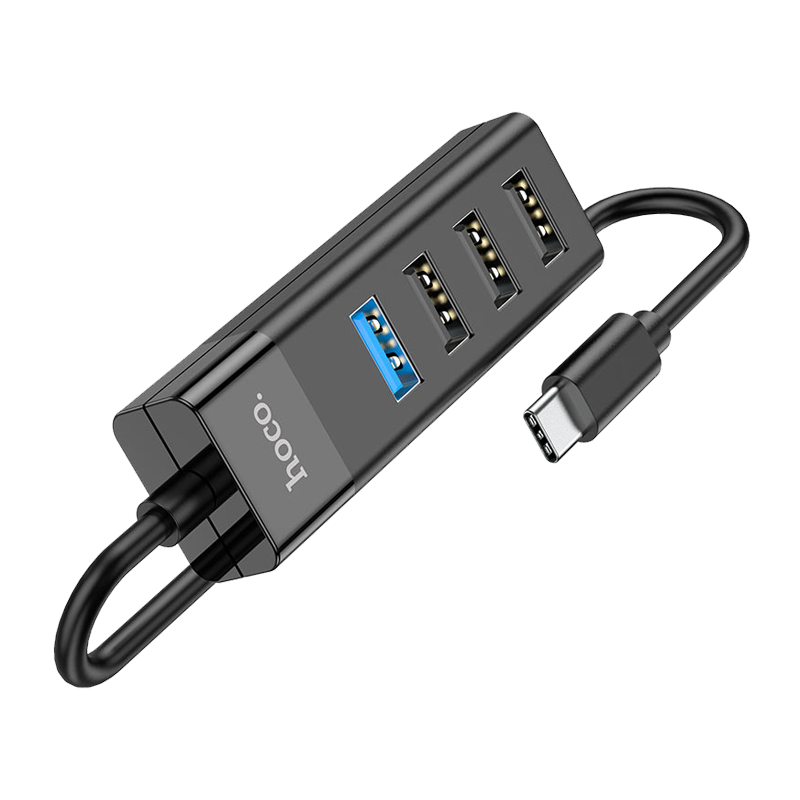 USB-Хаб HOCO HB25 4USB Type-C (m) USB3.0 0.3м черный (1/18/180)