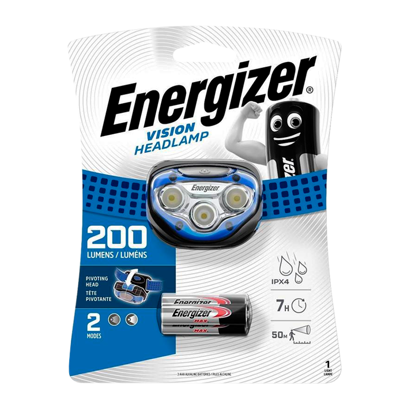 Фонарь налобный Energizer Vision Headlight 1LED от батареек 2 режима синий