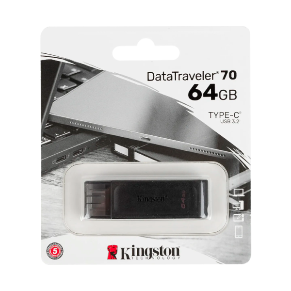Флеш-накопитель Kingston DataTraveler 70 64GB USB3.0 пластик черный