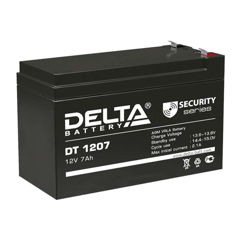 Аккумулятор свинцово-кислотный Delta DT 1207 12V 7Ah (1/5)
