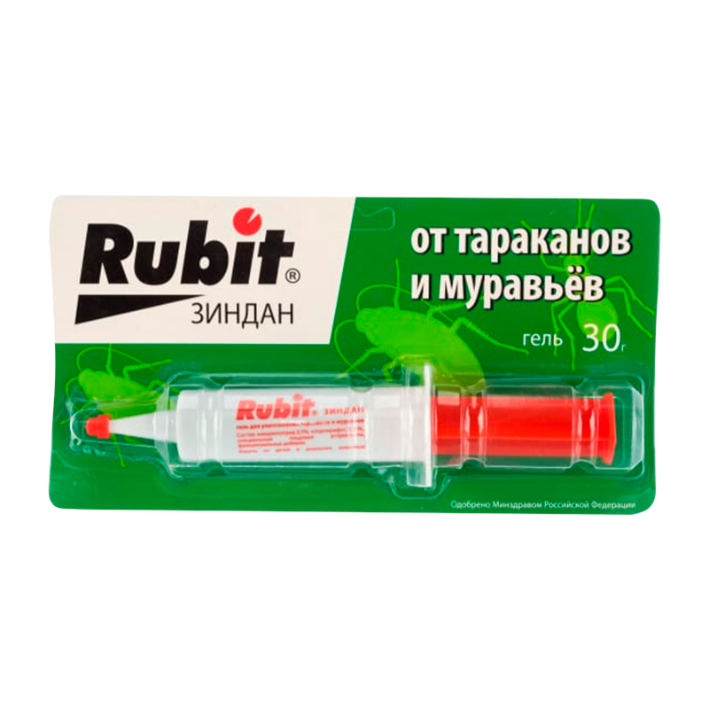 Гель от тараканов и муравьев Рубит Зиндан Люкс 30г шприц (1/40)