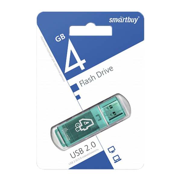 Флеш-накопитель Smartbuy Glossy 4GB USB2.0 пластик зеленый