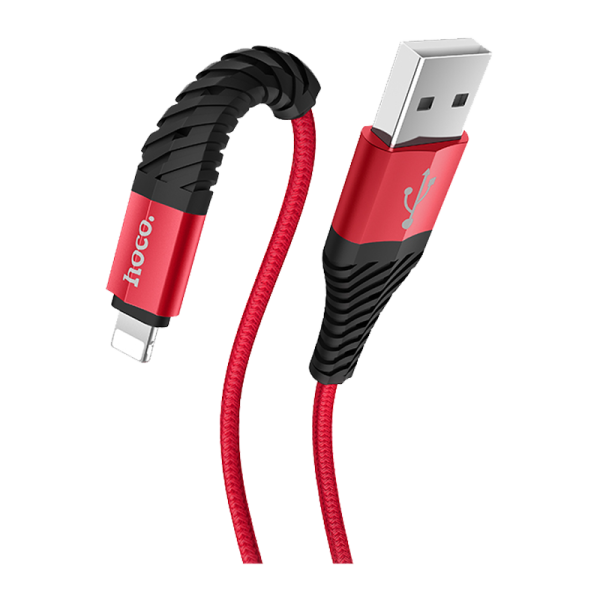 Кабель HOCO X38 USB (m)-Lightning (m) 1.0м 2.4A нейлон красный (1/30/300)