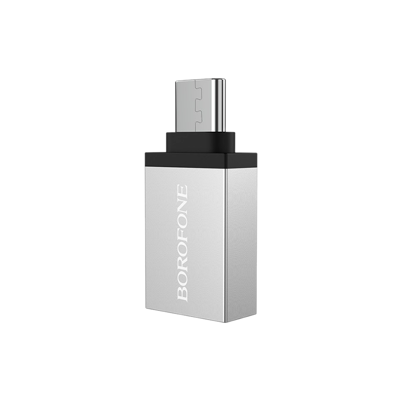 Переходник Borofone BV3 Type-C (m)-USB (f) алюминий серебряный (1/100/600)