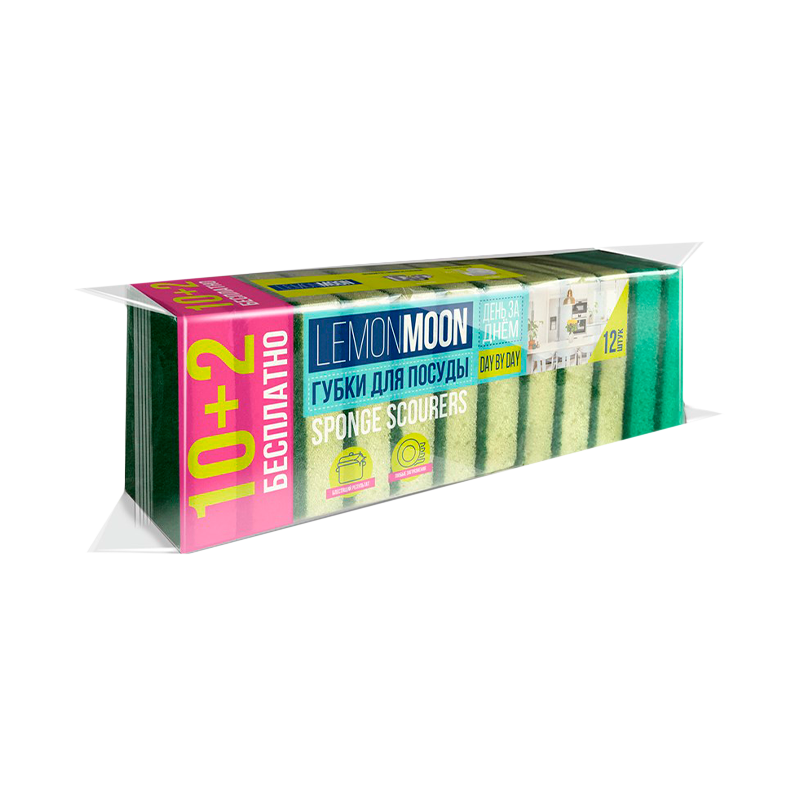 Губка Lemon Moon День за днем для посуды 87х58х23 поролон 12 шт (1/40)