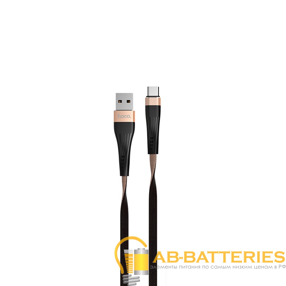Кабель HOCO U39 USB (m)-Type-C (m) 1.2м 2.4A ткань золотой черный (1/24/240)